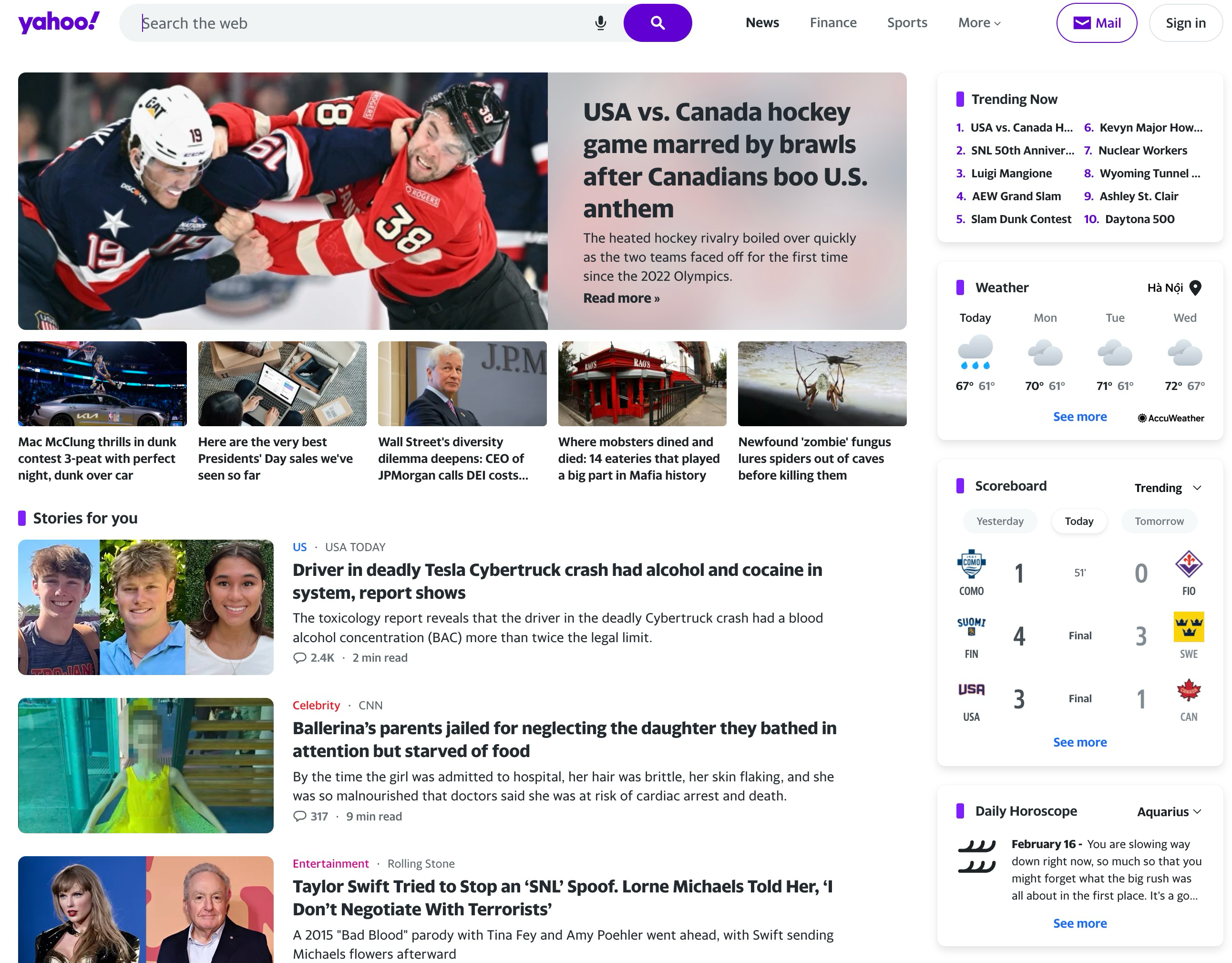 Yahoo.com for comparison.